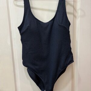 H&M Navy Textured One-Piece Swimsuit